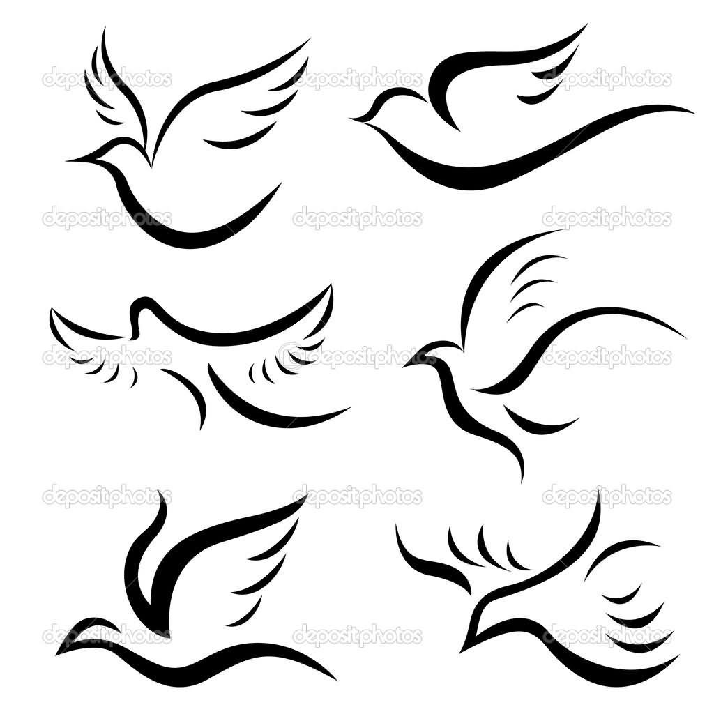 Unique Black Six Birds Tattoo Stencil Scroll Saw Patterns with sizing 1024 X 1024
