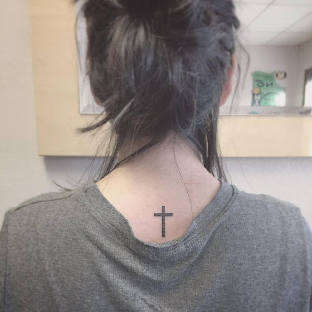 Upper Back Christian Cross Tattoo pertaining to proportions 1000 X 1000