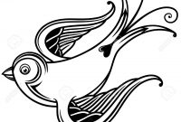 Vector Illustration Of Bird Old School Styled Tattoo Outline intended for dimensions 1300 X 1218