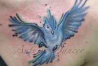 Watercolor Style Blue Bird Chest Tattoo Tattoos That I Love inside size 1645 X 1645