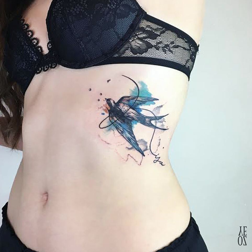 Watercolour Tattoo With Bird And Side Tattoo pertaining to measurements 963 X 963