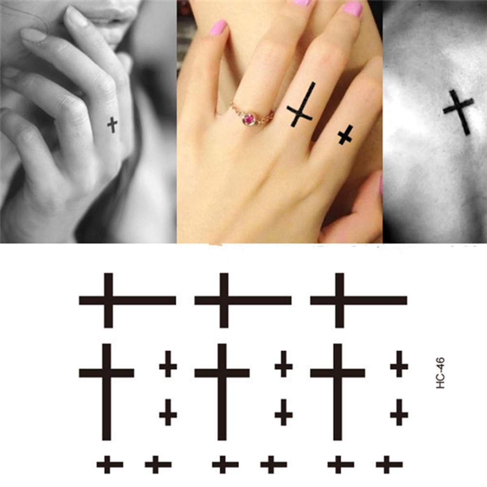 Waterproof Temporary Tattoo Sticker Small Cross Tattoo On Finger for dimensions 1002 X 1002