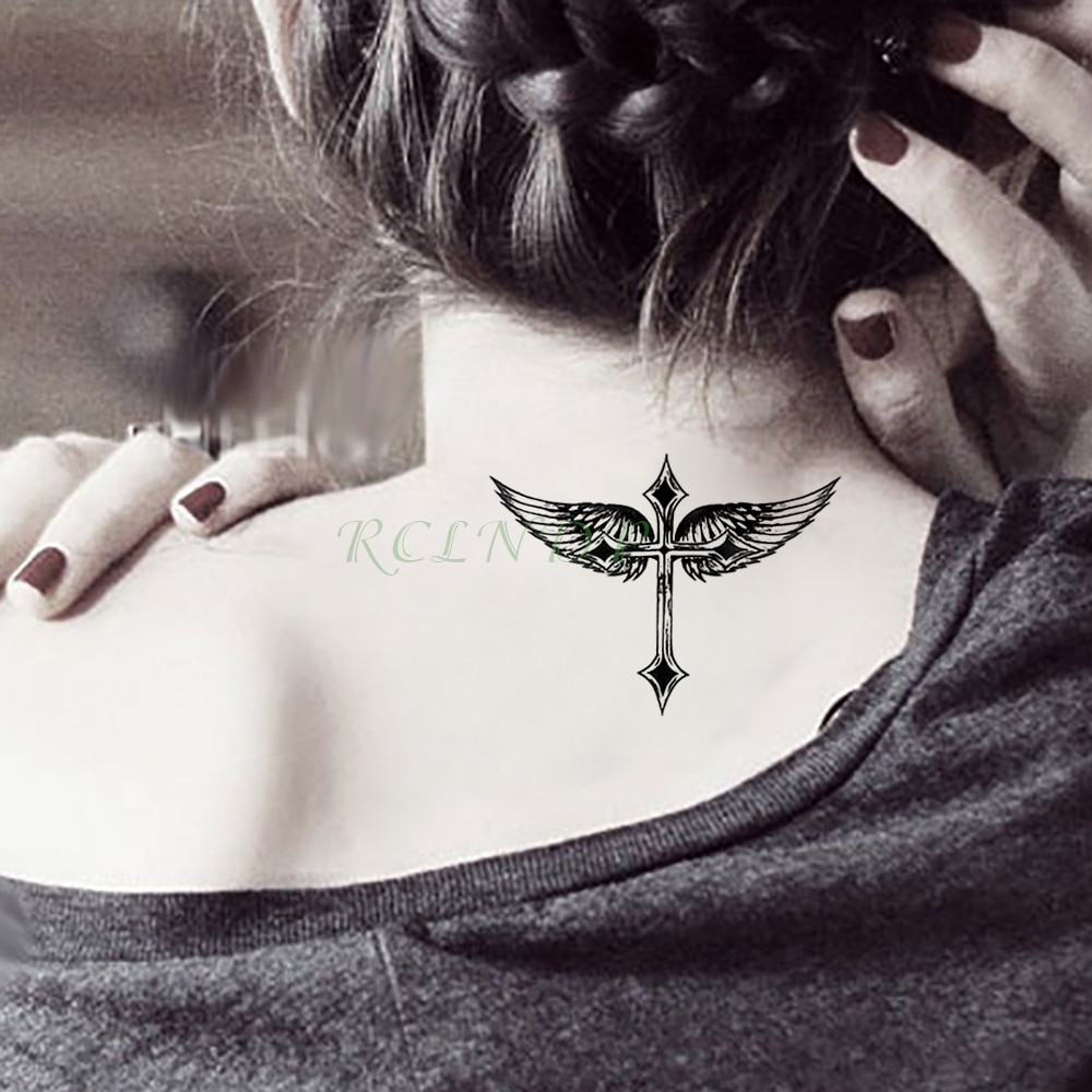 Waterproof Temporary Tattoo Stickers Cross Angel Wing Fake Tatto with dimensions 1000 X 1000