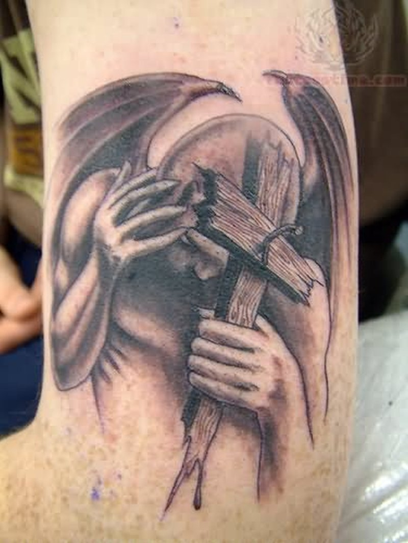 Winged Angel Holding Cross Tattoo Tattoos Book 65000 Tattoos for measurements 800 X 1064
