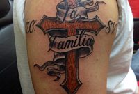 Wooden Cross Plus A Little Ribbon Work Tattoos Done Aj At Wicked within sizing 768 X 1024