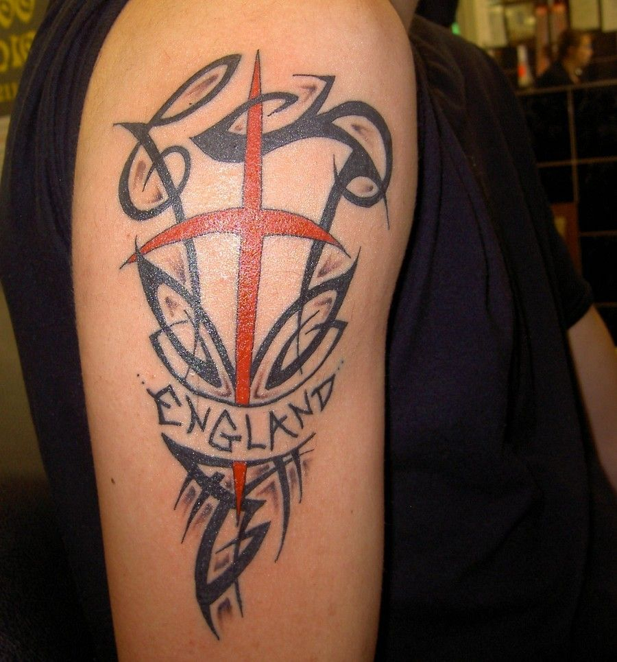 World Cup England The St Georges Cross Flag Tattoo On Upper Arm pertaining to measurements 900 X 965