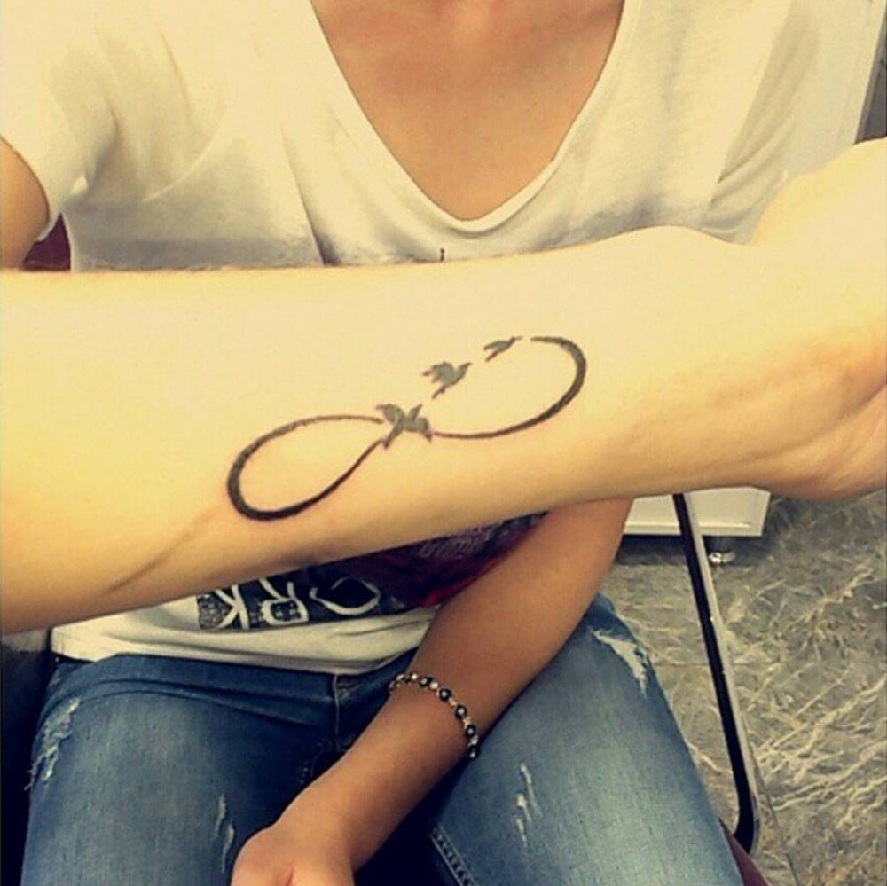 Wrist Tattoo Of A Infinity Symbol With Three Birds On with regard to proportions 1000 X 999