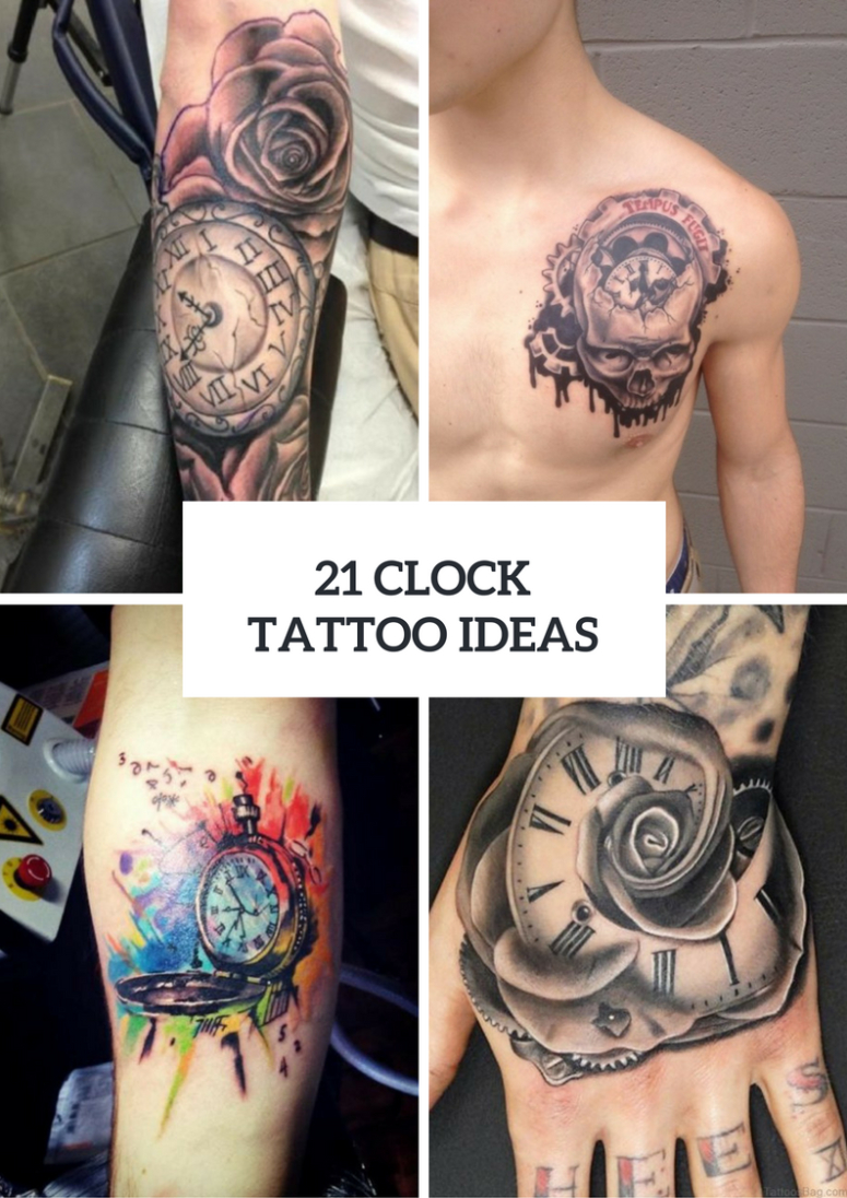 21 Gorgeous Clock Tattoo Ideas For Men Styleoholic for dimensions 775 X 1096