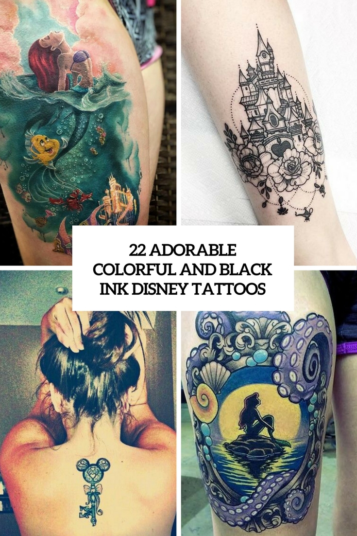 22 Adorable Colorful And Black Ink Disney Tattoos Styleoholic within dimensions 735 X 1102