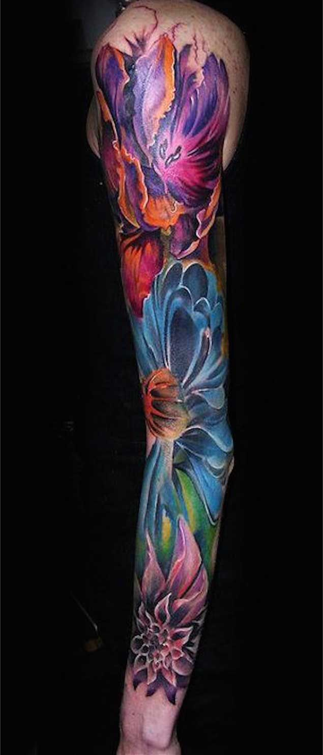 30 Fabulous Floral Sleeve Tattoos For Women Tattoos Colorful pertaining to dimensions 635 X 1483