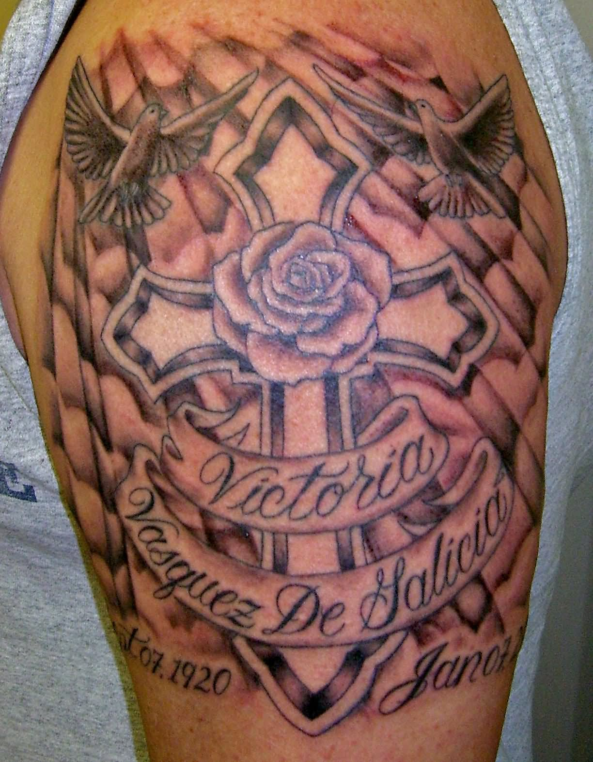 39 Memorial Cross Tattoos Ideas regarding dimensions 1224 X 1571