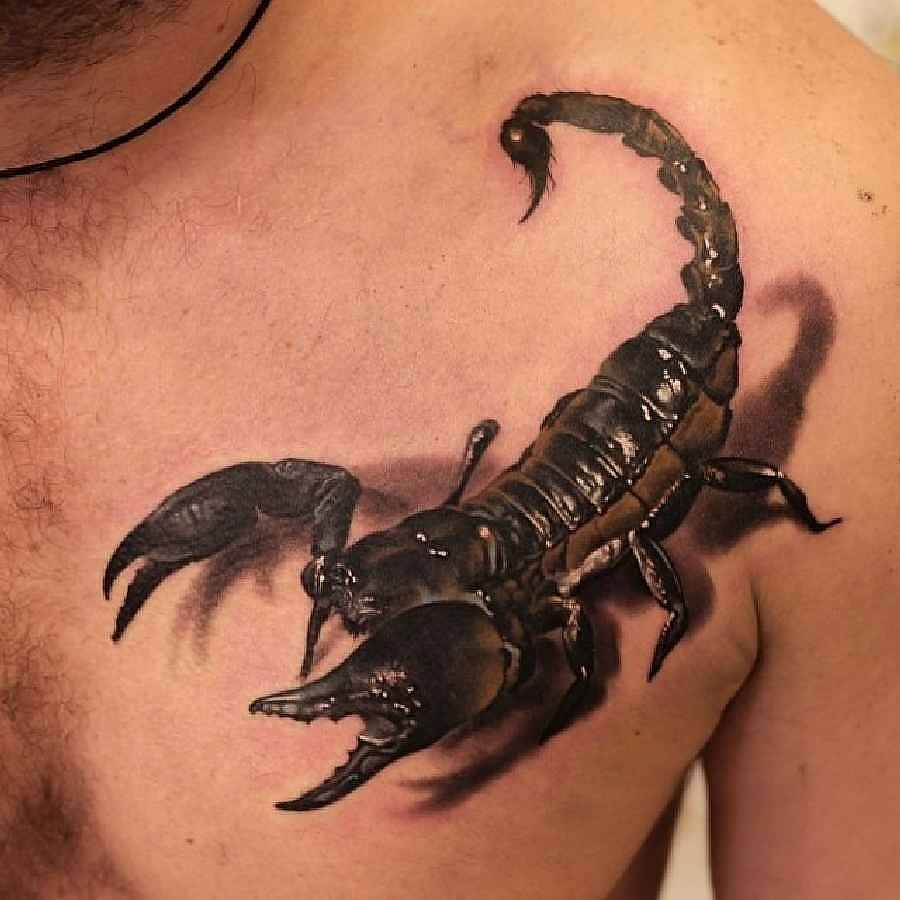 3d Scorpion Tattoo On Front Shoulder in proportions 900 X 900