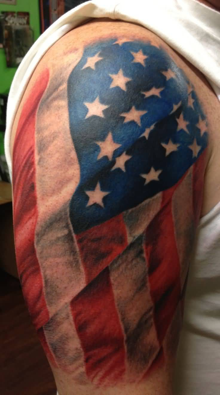 40 Us Flag Tattoos On Shoulder regarding dimensions 736 X 1324