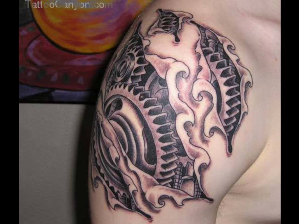 41 Mechanical Tattoos On Shoulder regarding proportions 1024 X 768