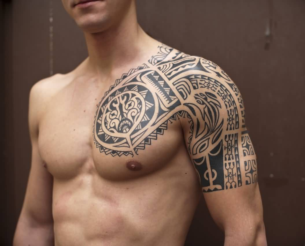 45 Tribal Chest Tattoos For Men regarding sizing 1055 X 850