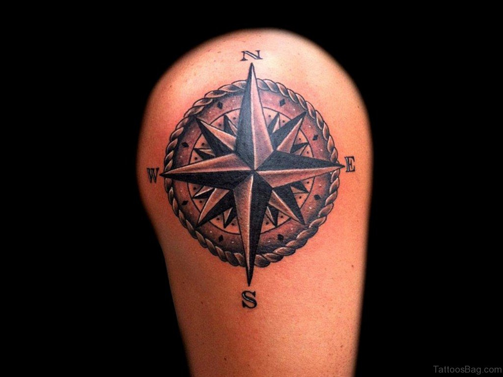 50 Amazing Compass Tattoos On Shoulder intended for dimensions 1024 X 768