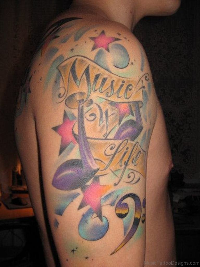 50 Best Music Tattoos On Shoulder with sizing 768 X 1024