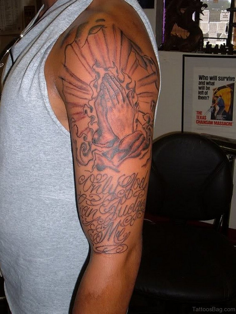 50 Outstanding Praying Hands Tattoos On Shoulder regarding dimensions 768 X 1024