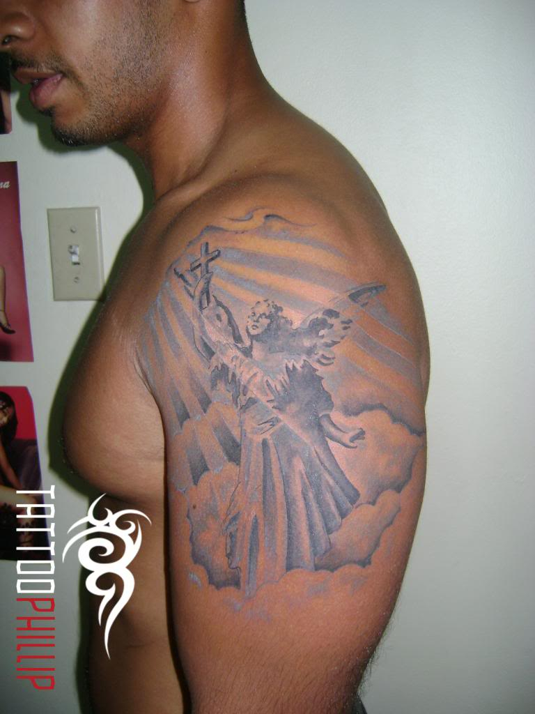 65 Angel Tattoos For Men Shoulder in sizing 768 X 1024