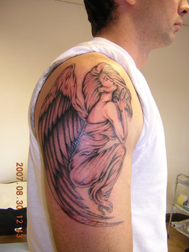 65 Angel Tattoos For Men Shoulder with regard to dimensions 800 X 1067