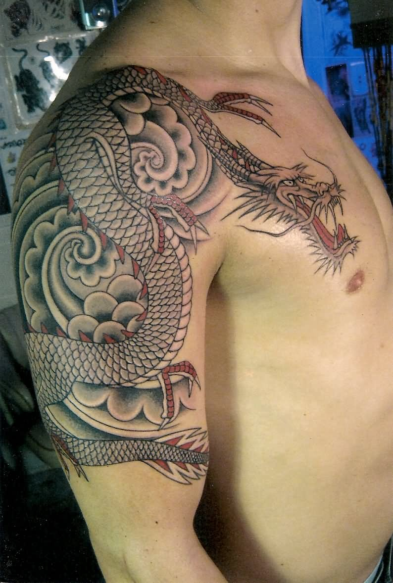 65 Dragon Tattoos On Shoulder inside size 794 X 1178