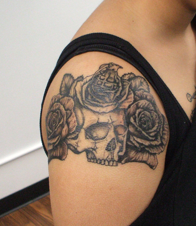 69 Impressive Skull Shoulder Tattoos intended for dimensions 832 X 961