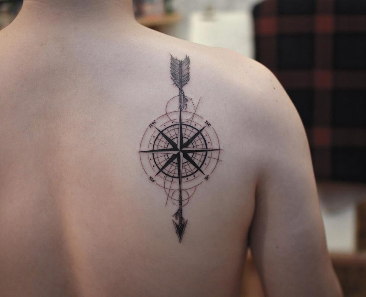 70 Compass Tattoos For Wanderlust Warriors Straight Blasted pertaining to proportions 1194 X 968