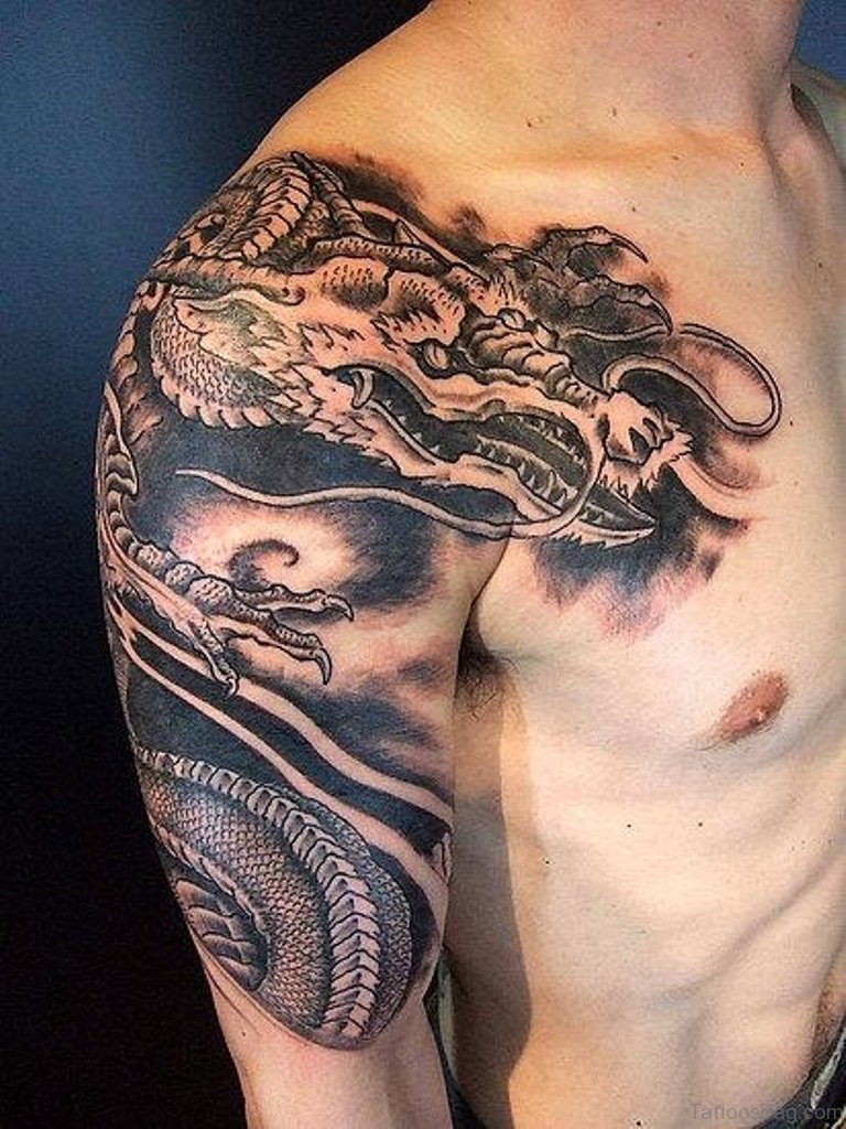 80 Trendy Dragon Shoulder Tattoos for size 768 X 1024