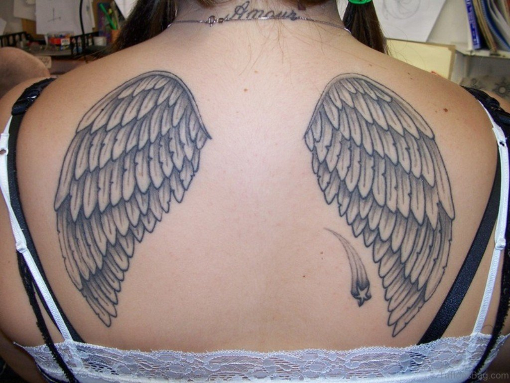 84 Amazing Angel Wings Shoulder Tattoos intended for sizing 1024 X 768