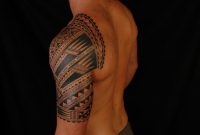 Abstract Aztec Black And White Geometric Tribal Shoulder Tattoo regarding proportions 1600 X 1067