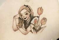 Alice And Tulips Tattoo On The Left Shoulder Blade regarding dimensions 1000 X 1000