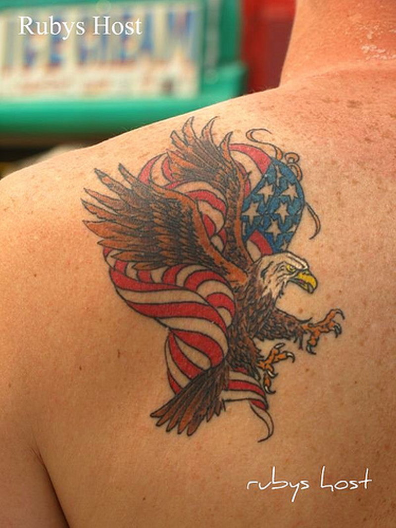 American Flag Eagle Tattoo On Back Shoulder Tattoos Book 65000 for size 800 X 1067