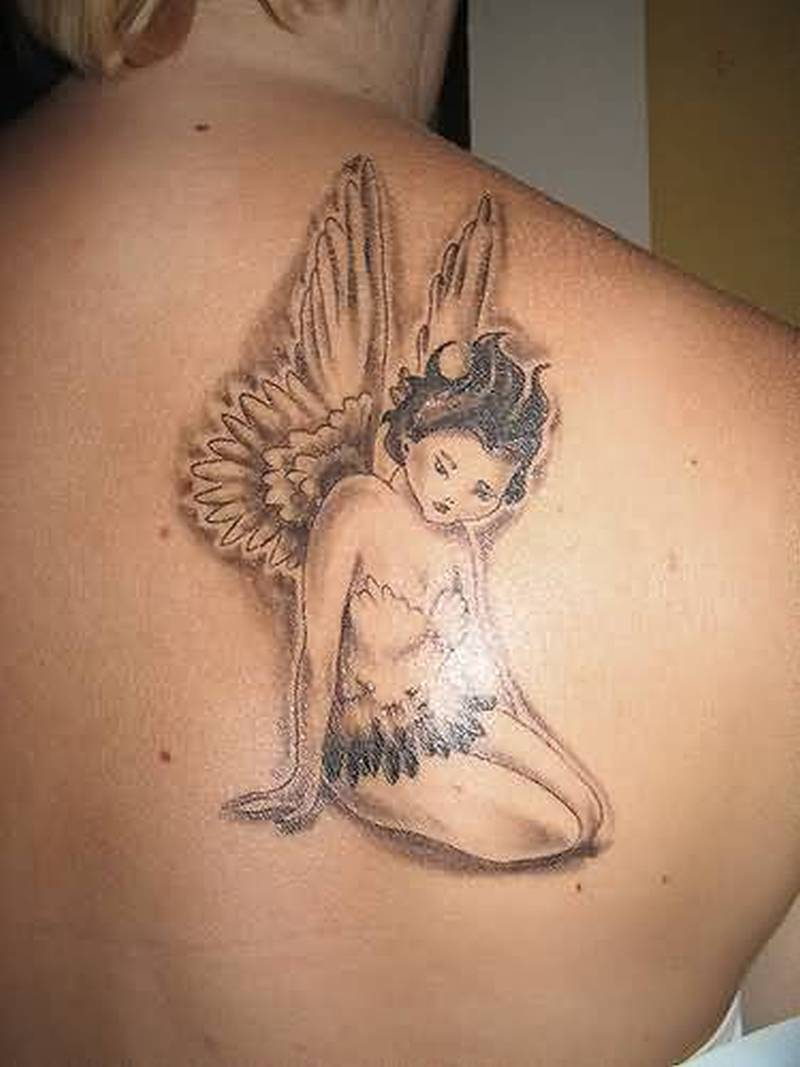 Angel Girl Tattoo Design On Back Shoulder Tattoos Book 65000 in proportions 800 X 1067