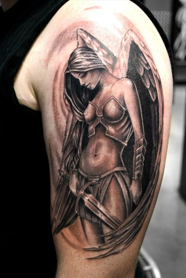 Angel Tattoos For Men Tattoos Warrior Tattoos Angel Tattoo in proportions 736 X 1099