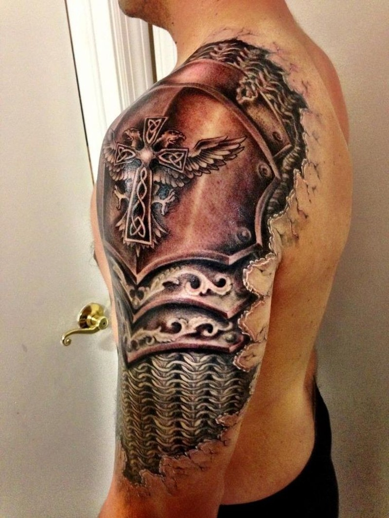 Awesome Realistic Armor Tattoo On Shoulder Tattoos Book 65000 inside measurements 800 X 1066