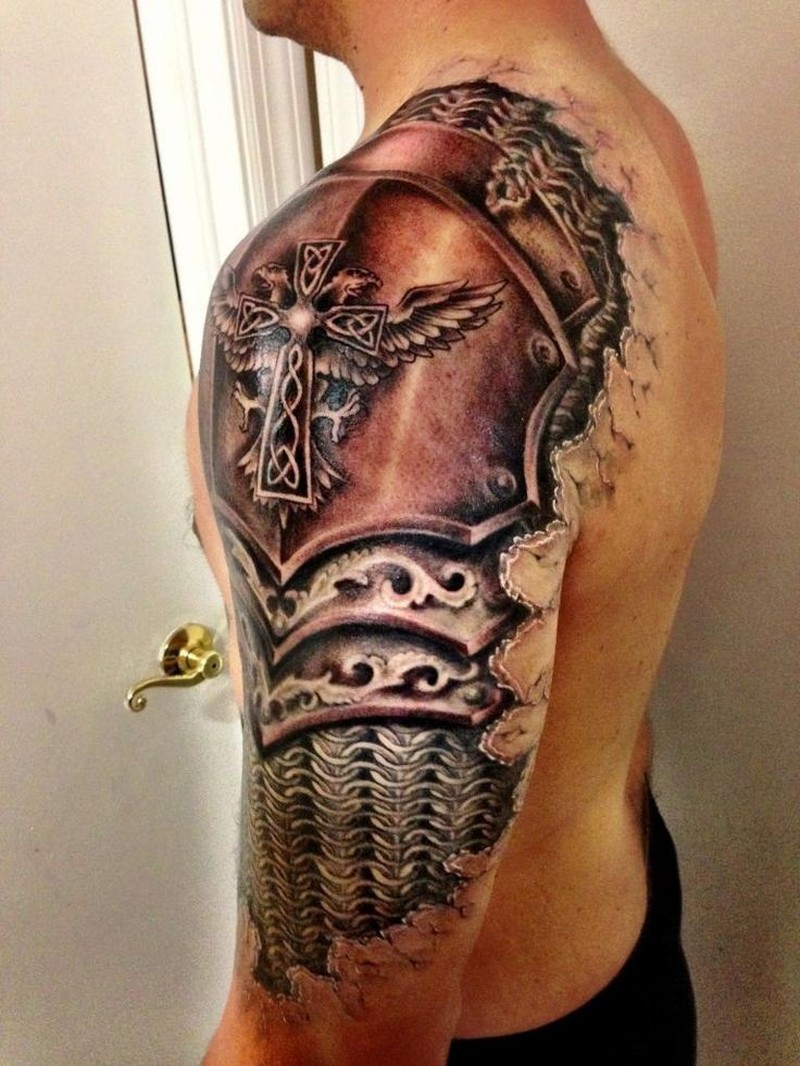 Awesome Realistic Armor Tattoo On Shoulder Tattoos Book 65000 throughout dimensions 800 X 1066