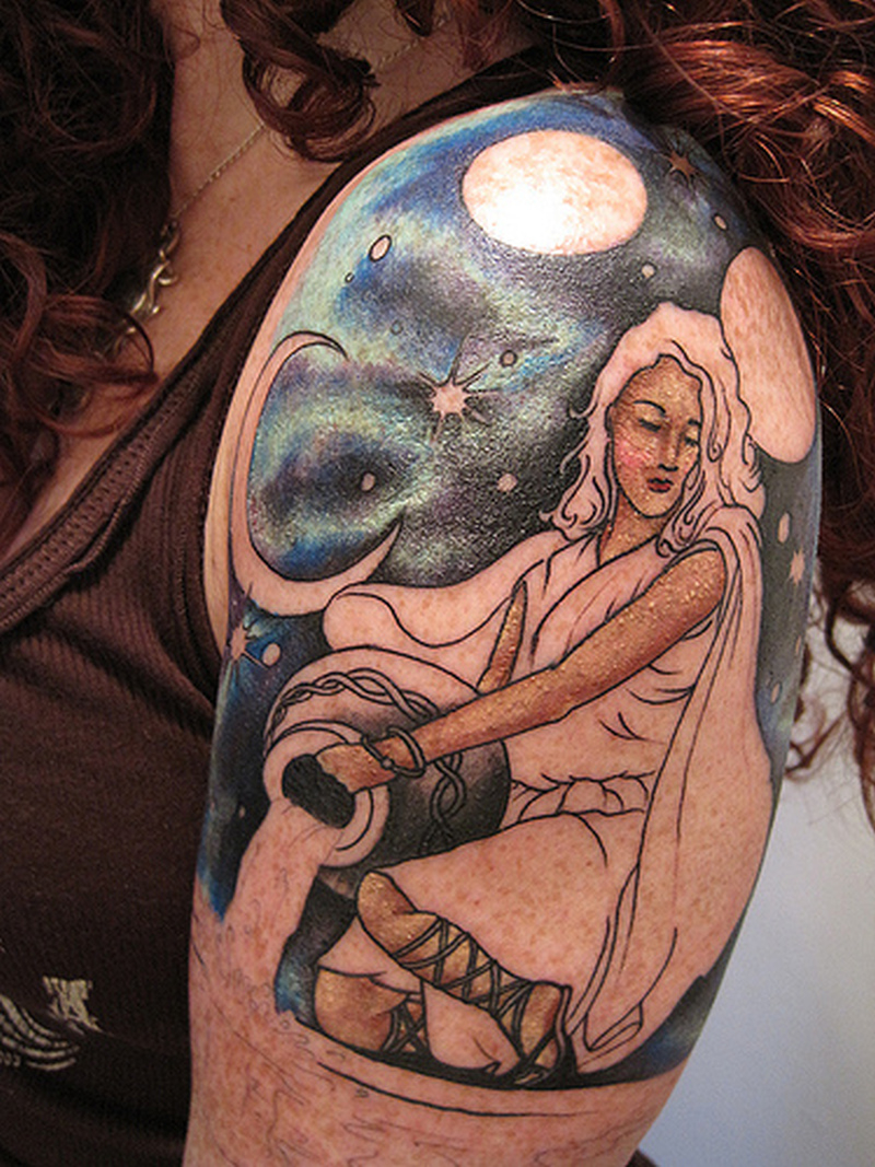Beautiful Aquarius Tattoo On Shoulder Tattoos Book 65000 within sizing 800 X 1067
