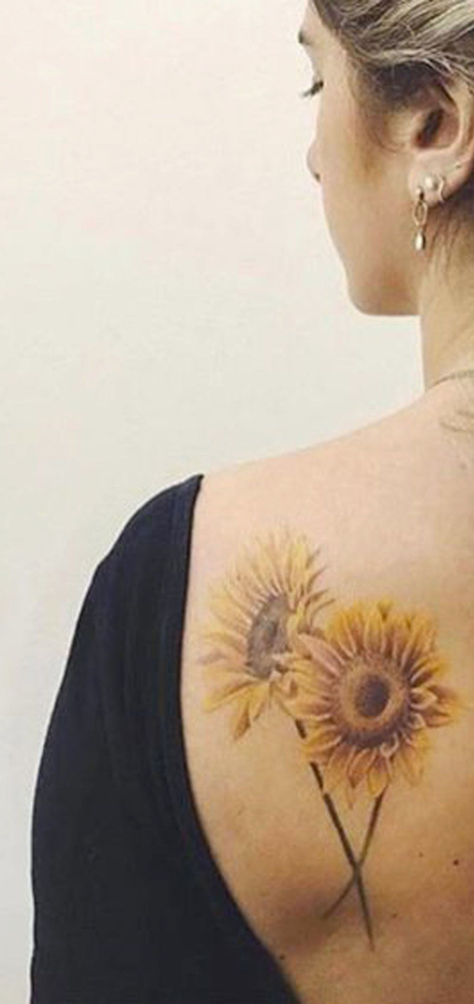 Beautiful Back Sunflower Tattoo Ideas For Women Colorful Realistic for dimensions 966 X 2048