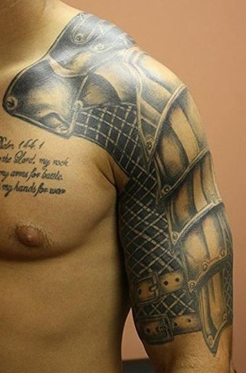 Beautiful Realistic Armor Tattoo On Shoulder Tattoos Book 65000 with regard to proportions 800 X 1209