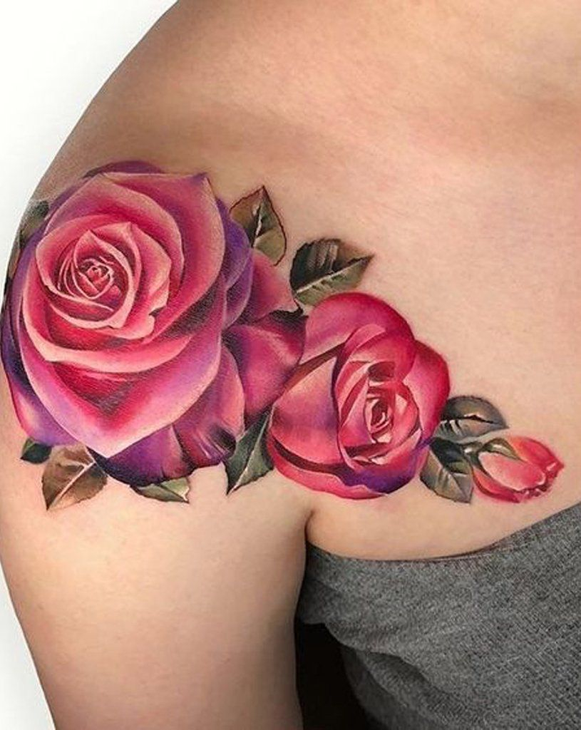 Beautiful Realistic Pink Rose Shoulder Tattoo Ideas Ideas De intended for measurements 815 X 1024