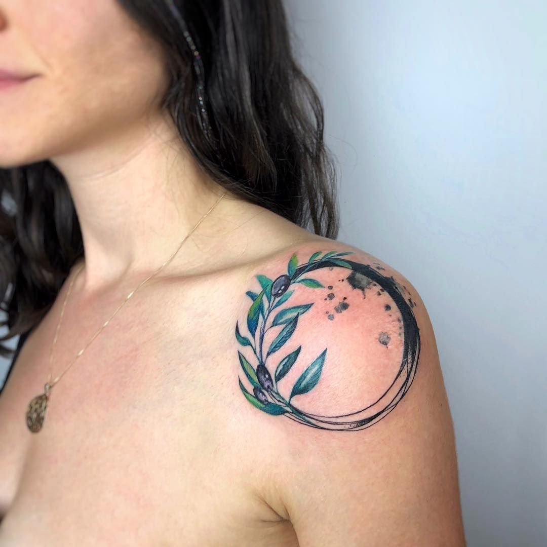 Berries Leaves Shoulder Tattoo within dimensions 1080 X 1080