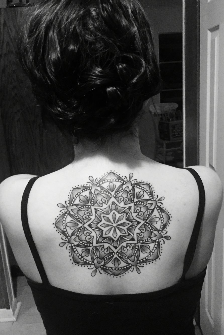 Best Tattoo Mandala Girl Tattoo Back Black And White Back Tattoo in size 892 X 1334