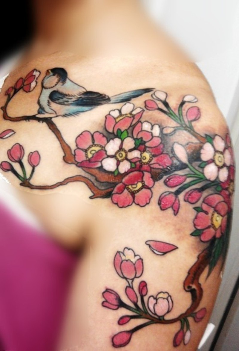 Bird Flowers Tattoo Design On Shoulder Tattoos Book 65000 with size 800 X 1172