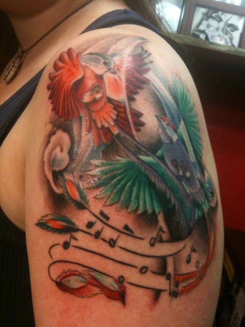 Birds Music Notes Tattoo On Shoulder Tattoos Book 65000 Tattoos for dimensions 800 X 1067