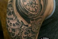 Black And Gray Clock And Gears Tattoo Custom Tattoos Gear Tattoo for size 1638 X 2048