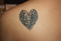 Black And Grey 3d Heart Rib Cage Tattoo On Left Back Shoulder for size 1280 X 853