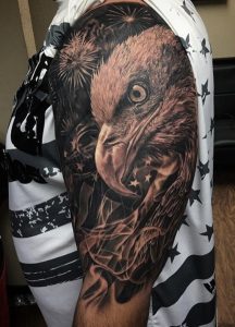 Black And Grey Realistic Eagle Patriotic Tattoo Done Rember inside sizing 968 X 1346