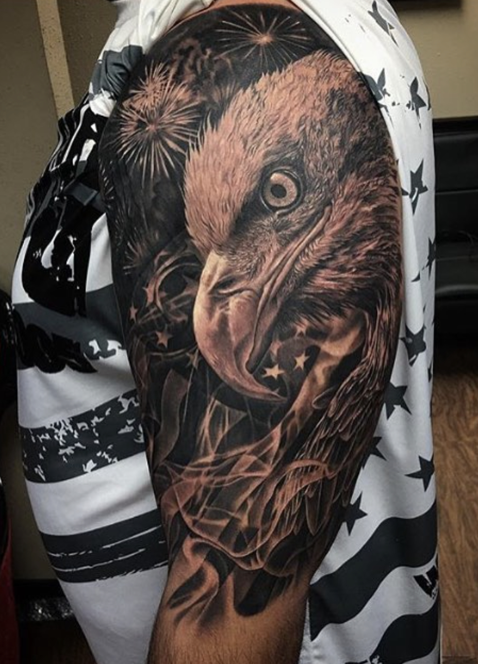 Black And Grey Realistic Eagle Patriotic Tattoo Done Rember pertaining to dimensions 968 X 1346