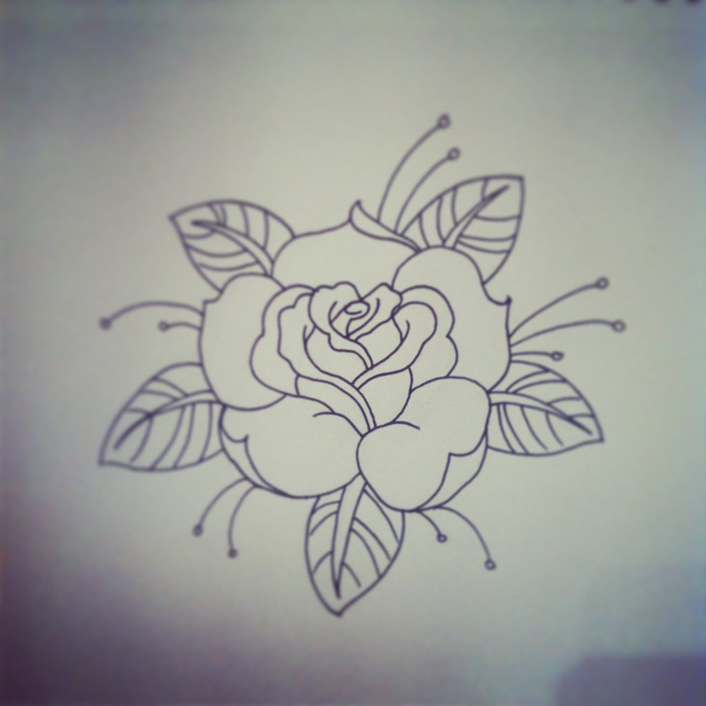 Black Outline Traditional Rose Tattoo Stencil Jacob Tyrrell within dimensions 1024 X 1024