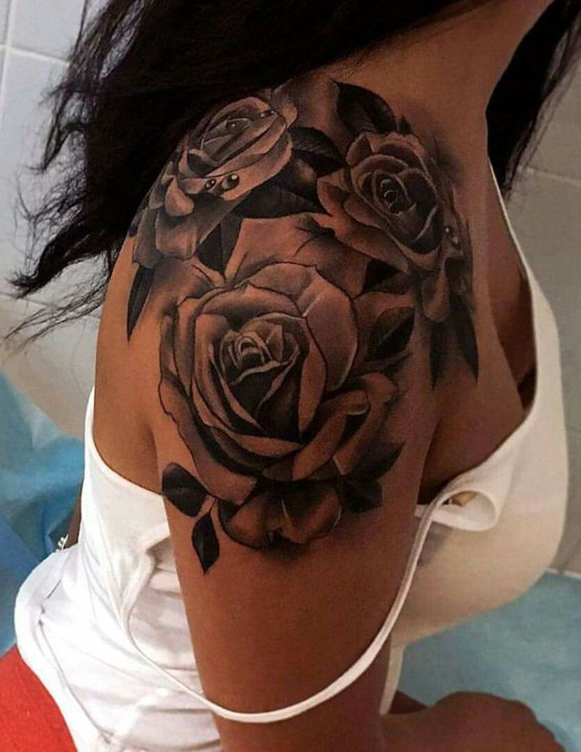 Black Rose Epaule Shoulder Tattoo Ideas Mybodiart Tats with size 1160 X 1500